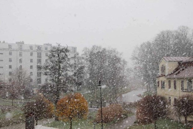 Klass 1-varning för blötsnö idag Klass 1-varning för blötsnö idag