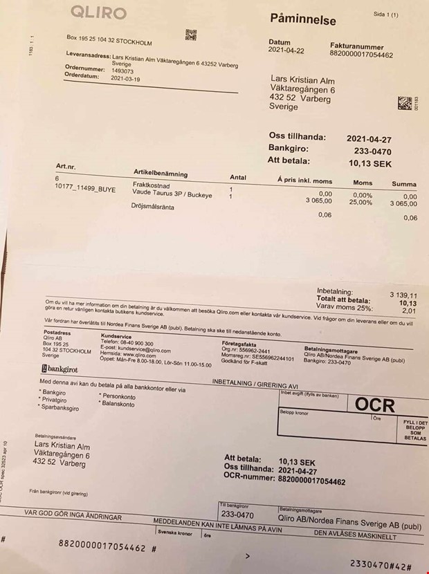 Kravbrev p� sex �re i straffr�nta