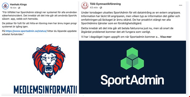 Uppgifter har läckt efter hackningen mot Sportadmin 