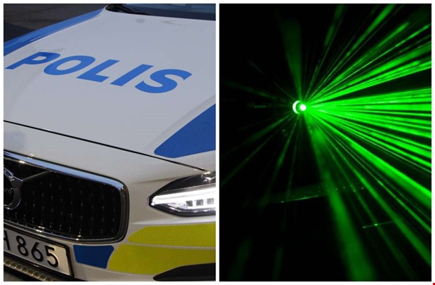 Polisen fick larm om grn laser  var jgare med ficklampa