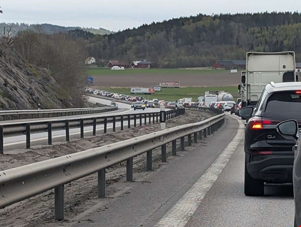 En trafikolycka p� E6 p�verkar trafiken