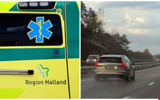 Bil voltade p E6  en man frd till sjukhus