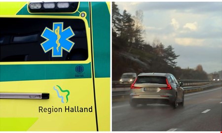 Bil voltade p E6  en till sjukhus