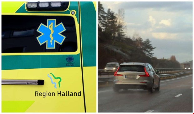 Bil voltade på E6 – en man förd till sjukhus Bil voltade på E6 – en man förd till sjukhus