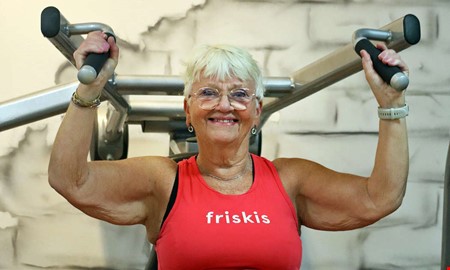 78-riga Britta leder nio trningspass  varje vecka