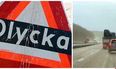 Tv bilar i krock p E6  lnga ker i morgontrafiken