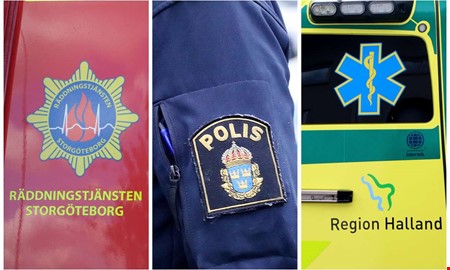 En person har fastnat i maskin  ambulans p plats