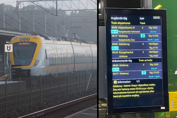 Tågtrafiken stoppades efter olycka Tågtrafiken stoppades efter olycka