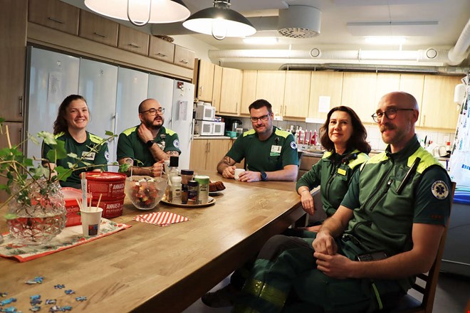 Jul p� jobbet � de �r redo om det sker en olycka