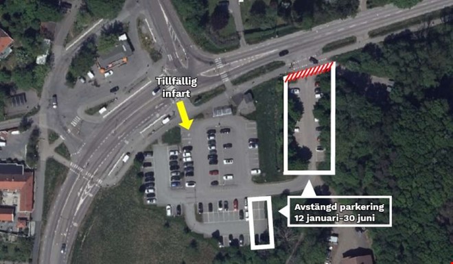 Del av pendelparkering st�ngs av under arbete