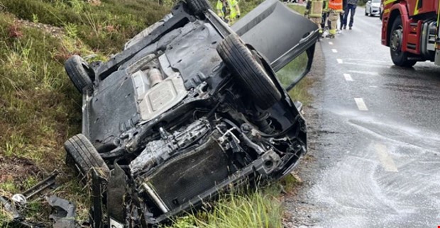 Kvinna voltade med bilen � misst�nks ha somnat