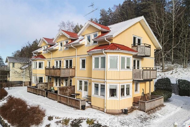 M�nga nyfikna p� l�genhet med altan i kv�llssol