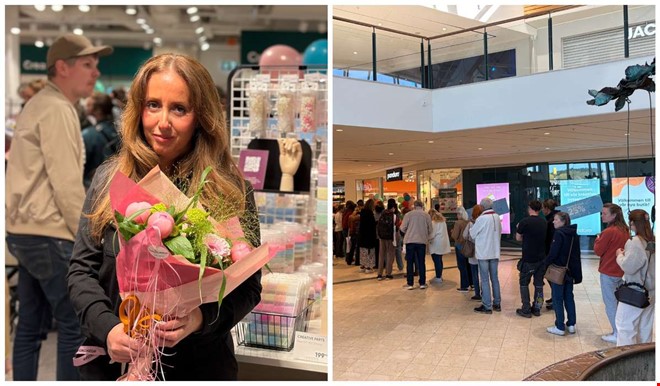 L�ng k� n�r nya butiken �ppnade p� Kungsm�ssan