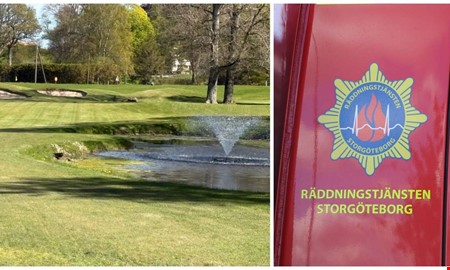 Larm om brand i golfbil p� golfbana 