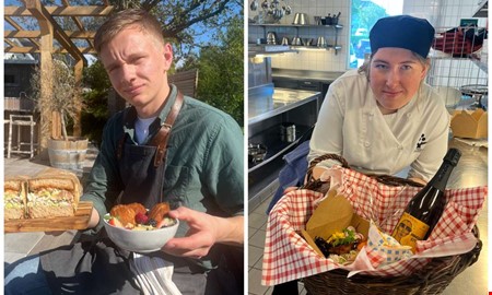 Unga matlagare delar recept till picknicken
