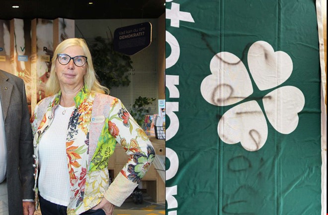 Klotter på valbudskap har anmälts till polisen 