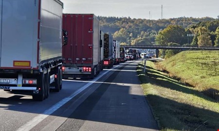 Lastbil med timmer har vält – E6 avstängd